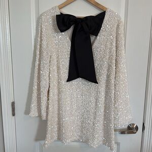 H&M WHITE SEQUIN DRESS WITH BOW